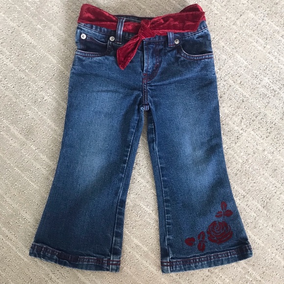 Vintage LEVI’s Jeans, Velvet Rose Trim, Kids Levi’s, Girl’s Levis, 2T - Picture 1 of 8